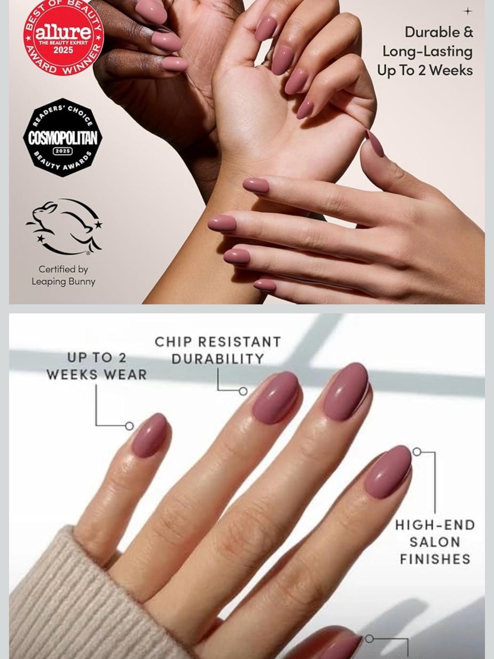 Dusty Rose Press-On Nails — Long-Lasting Salon Finish 2 Boxes